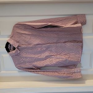 Lands end  no iron supima red and white striped blouse 6